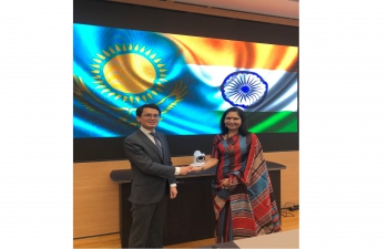   Ambassador, Ms Shubhdarshini Tripathi held a meeting with Mr Bagdat Mussin, Minister for Digital Development, Innovation and Aerospace Industry of the Republic of Kazakhstan.